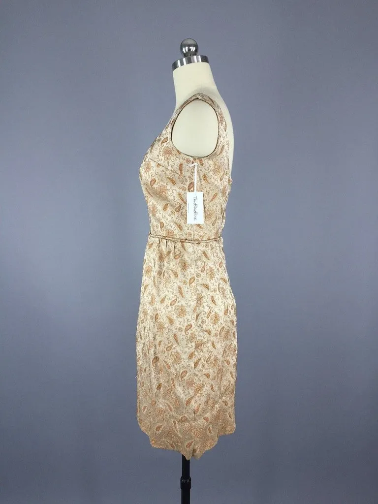 Vintage 1960s Gold Brocade Cocktail Dress