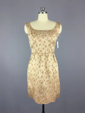 Vintage 1960s Gold Brocade Cocktail Dress