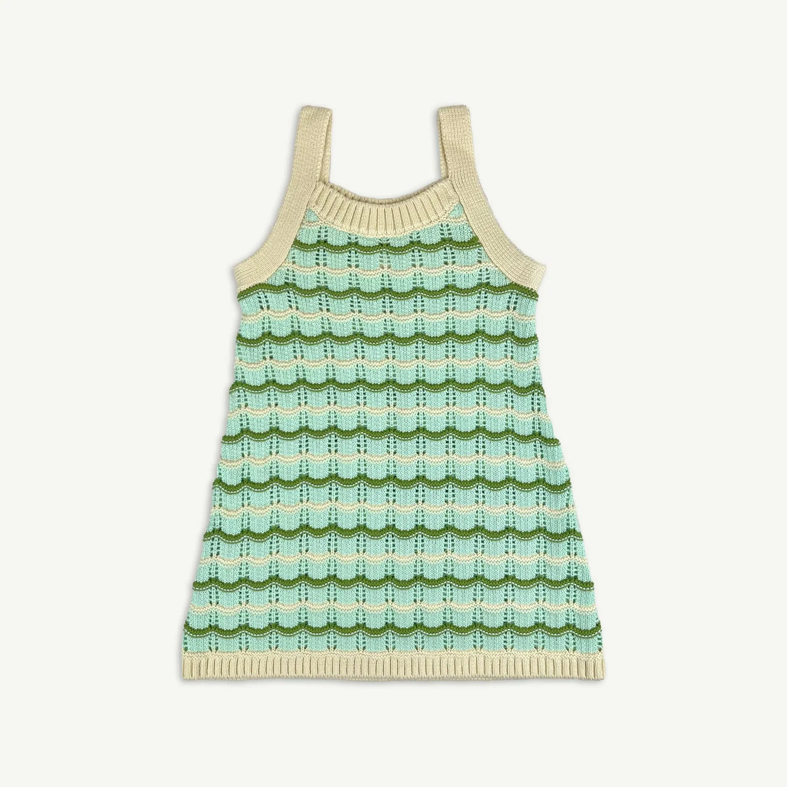 Wave Pointelle Knit Dress -Mint