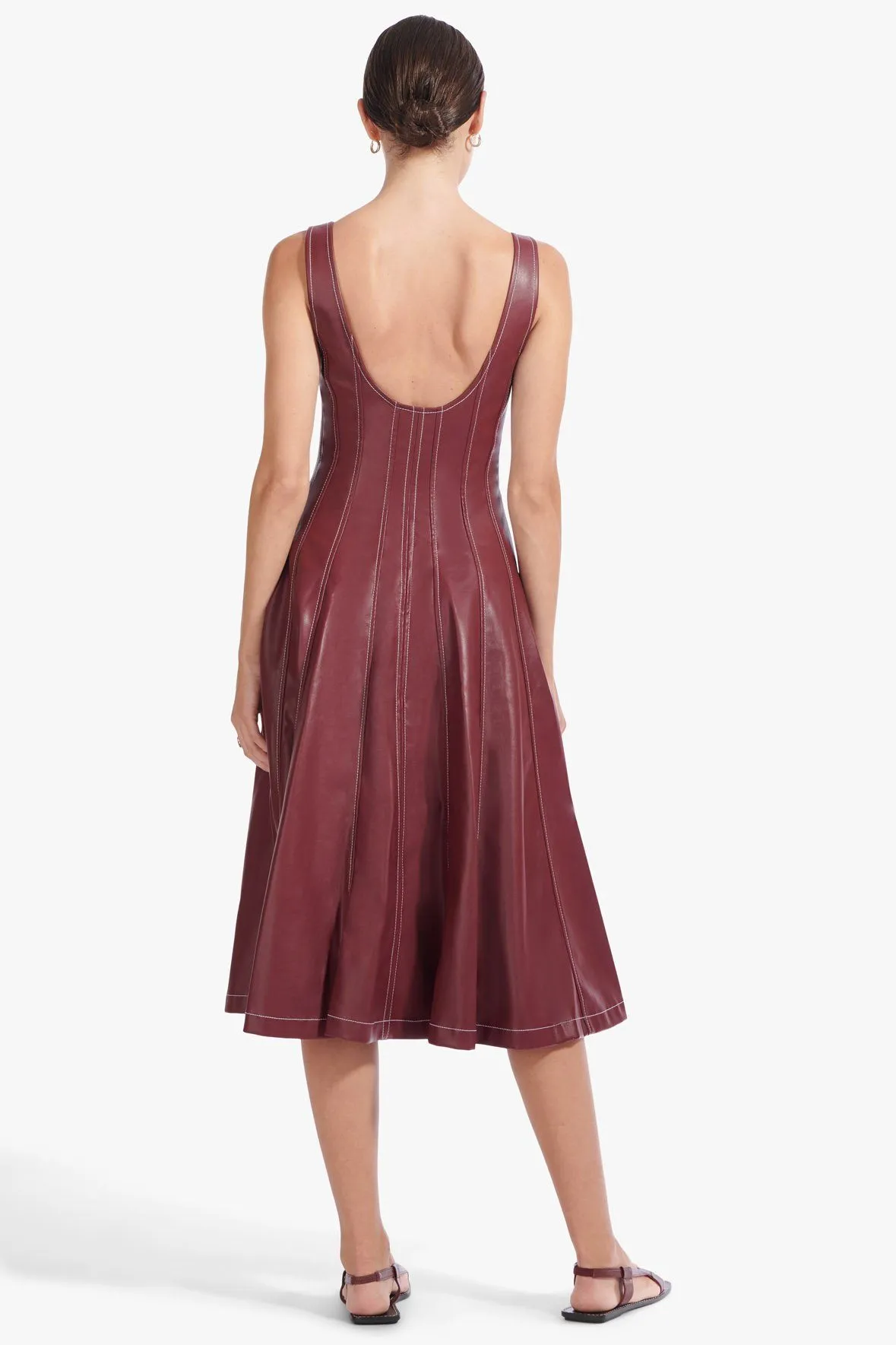 WELLS DRESS | BORDEAUX VEGAN LEATHER