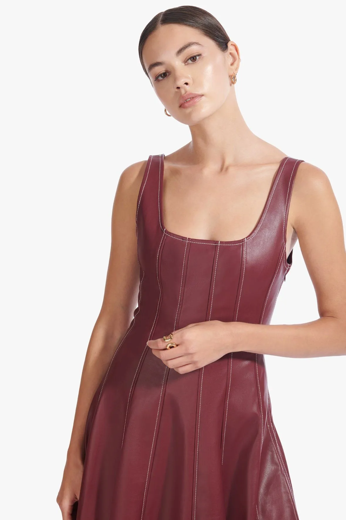 WELLS DRESS | BORDEAUX VEGAN LEATHER