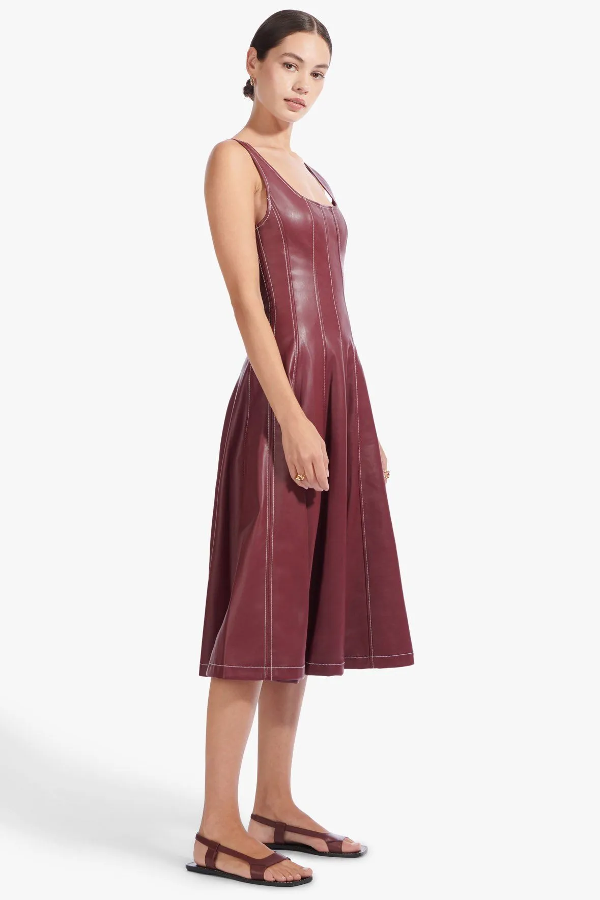WELLS DRESS | BORDEAUX VEGAN LEATHER