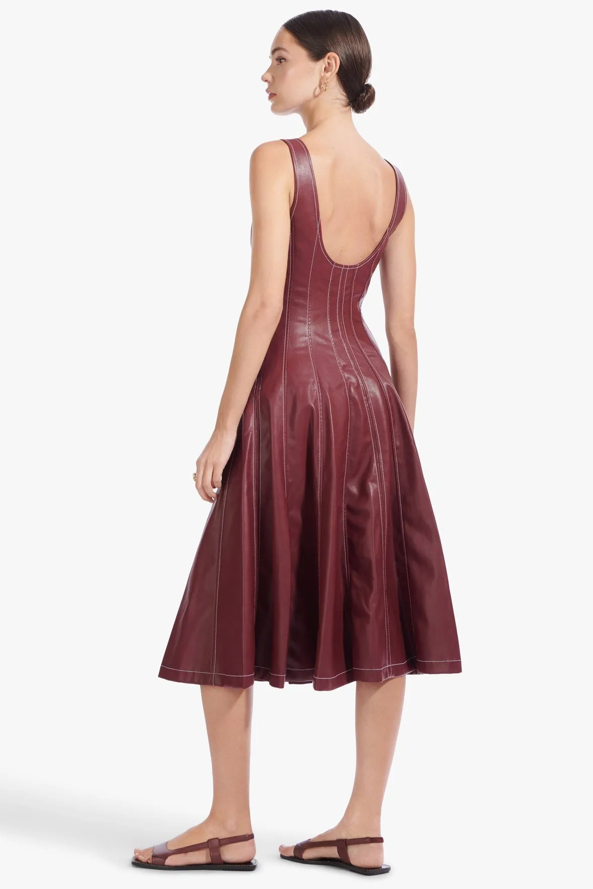 WELLS DRESS | BORDEAUX VEGAN LEATHER