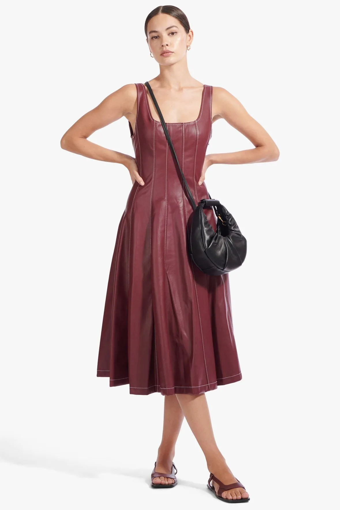 WELLS DRESS | BORDEAUX VEGAN LEATHER