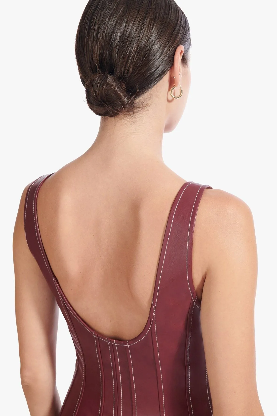 WELLS DRESS | BORDEAUX VEGAN LEATHER