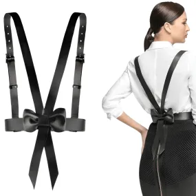 Women's Leather Suspenders With Bow