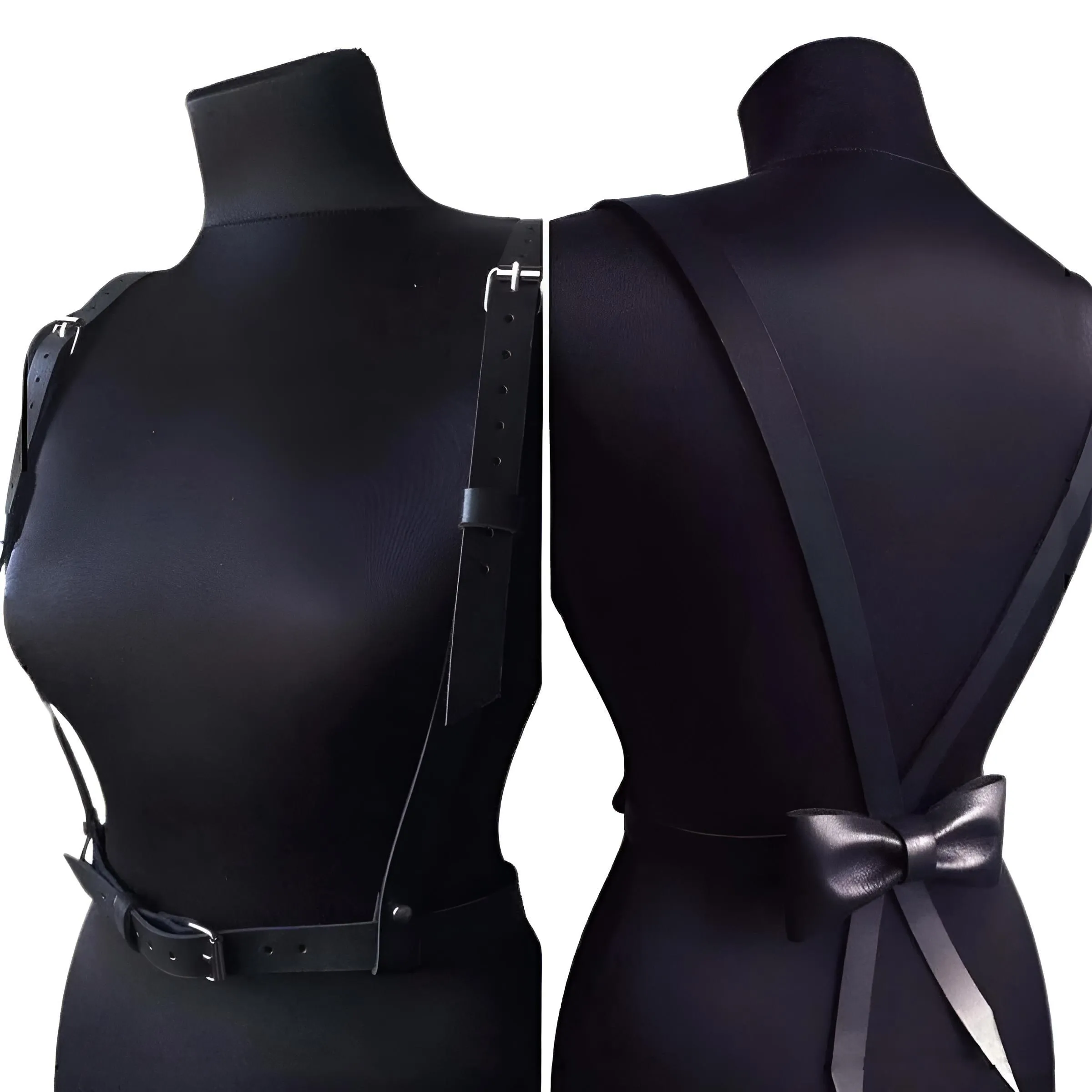 Women's Leather Suspenders With Bow