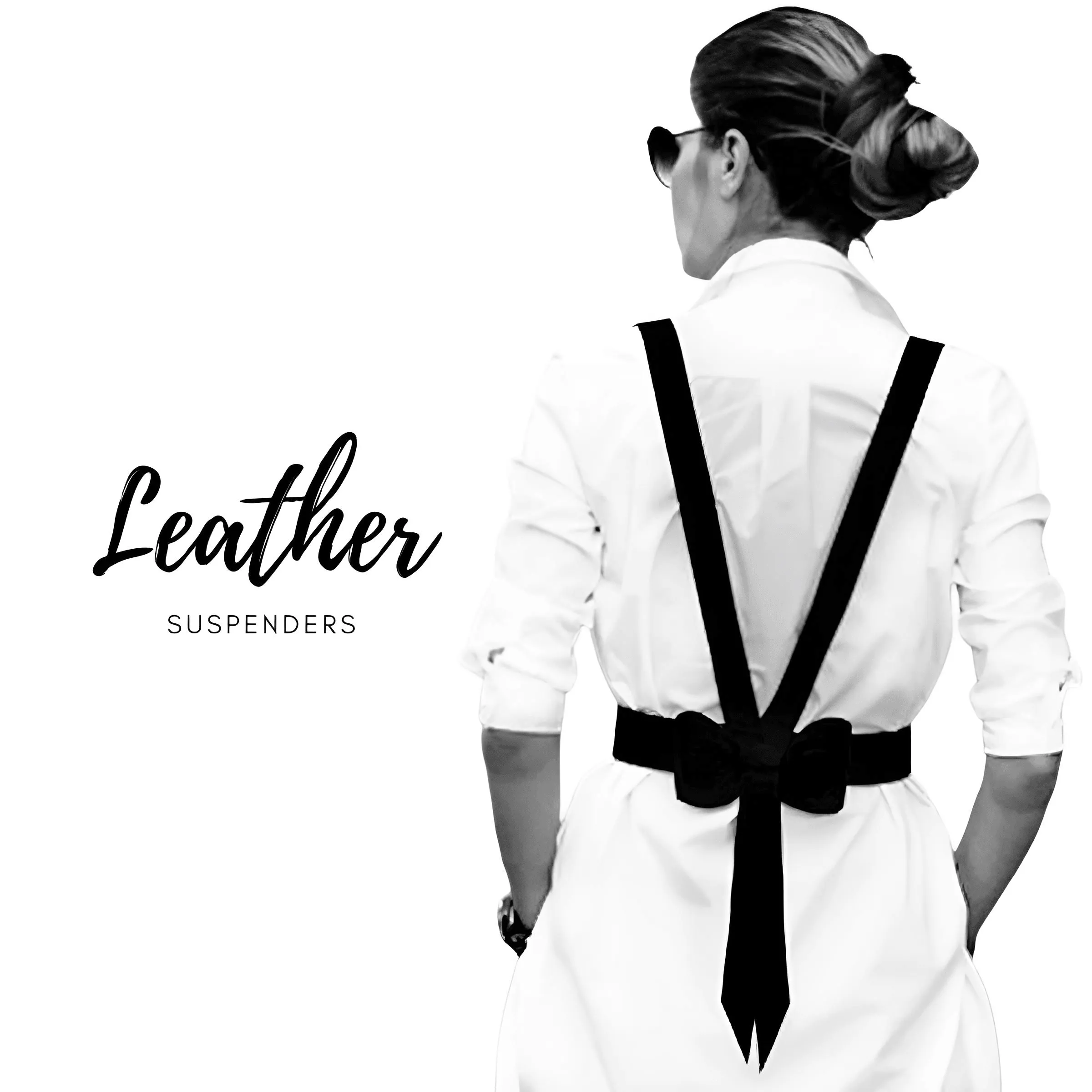 Women's Leather Suspenders With Bow