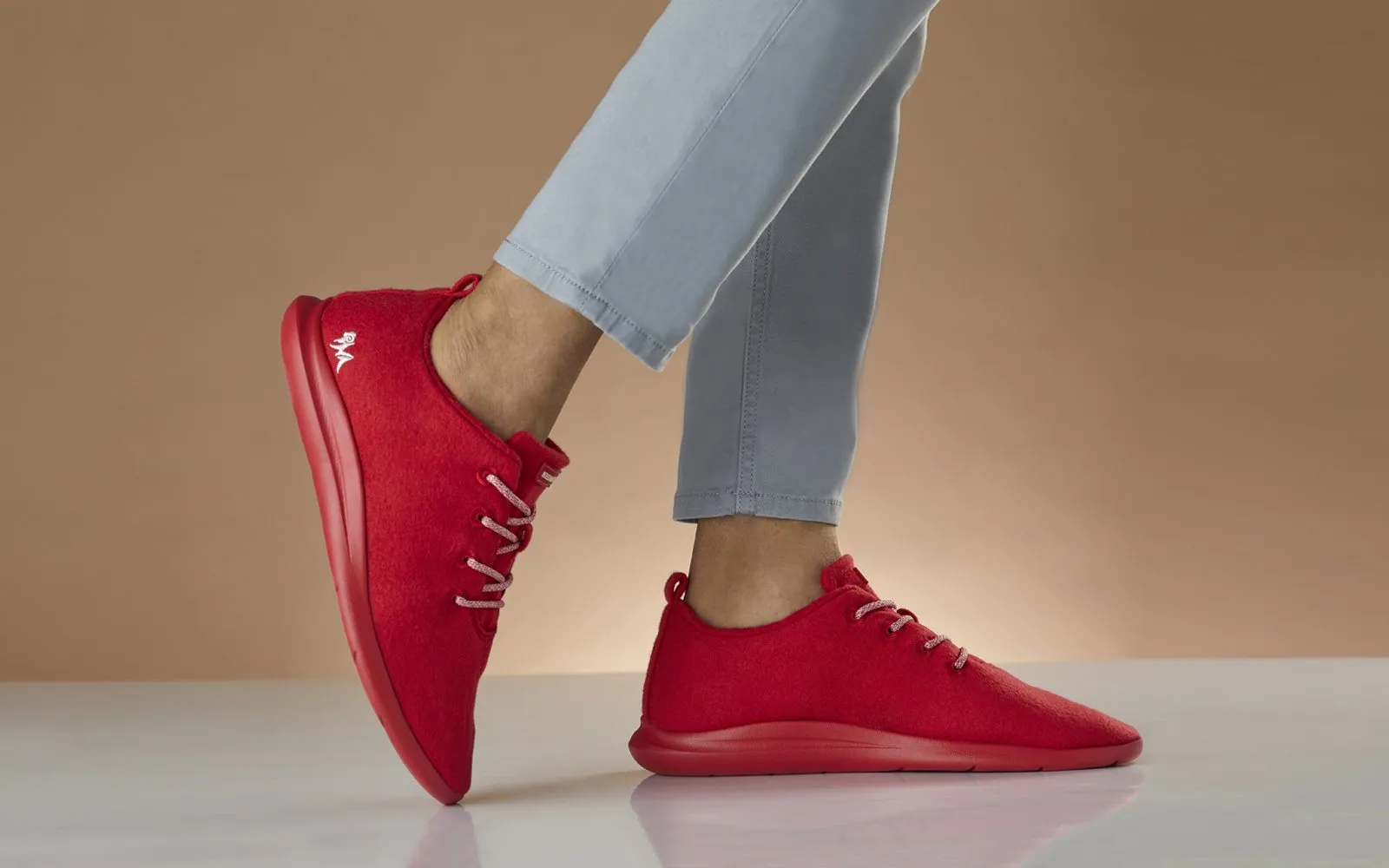 Wool Joggers : Coral Red