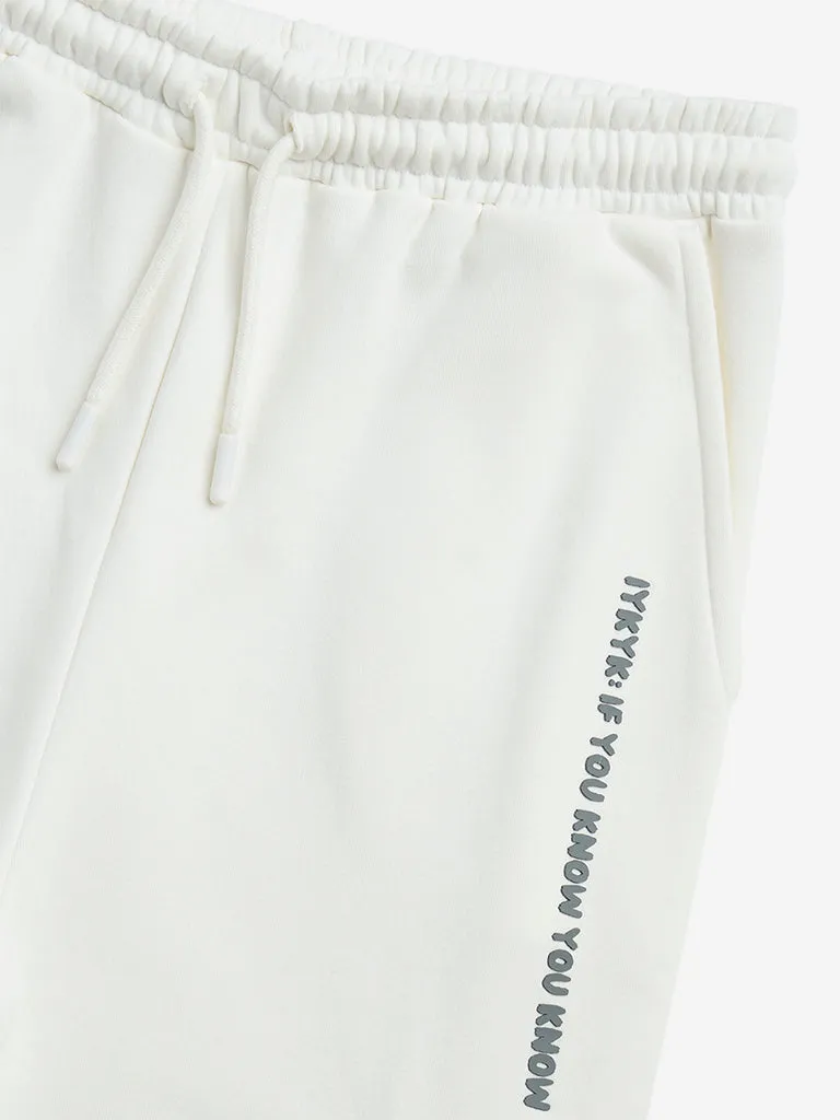 Y&F Kids Off-White Cargo-Style Mid-Rise Joggers