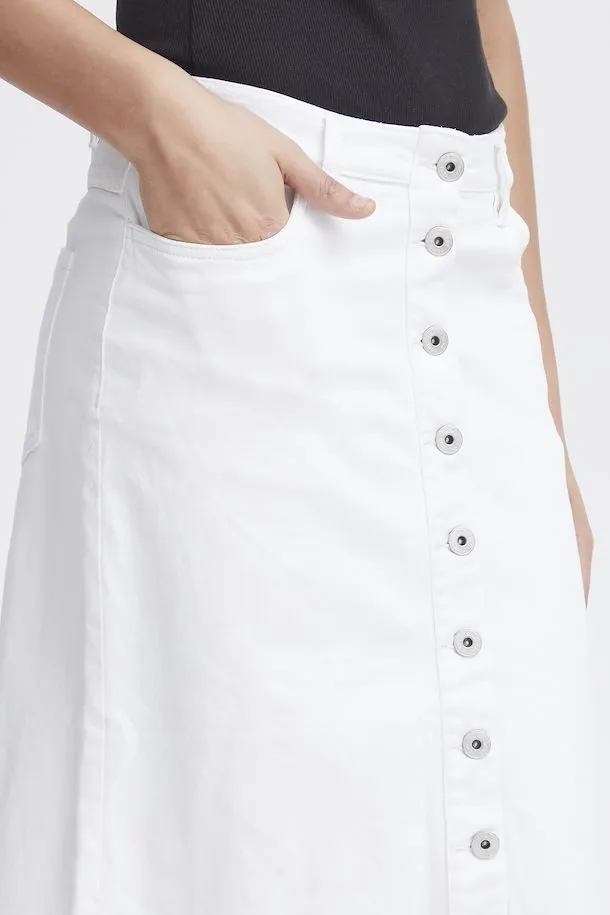 Ziggi Midi Denim Skirt (White)