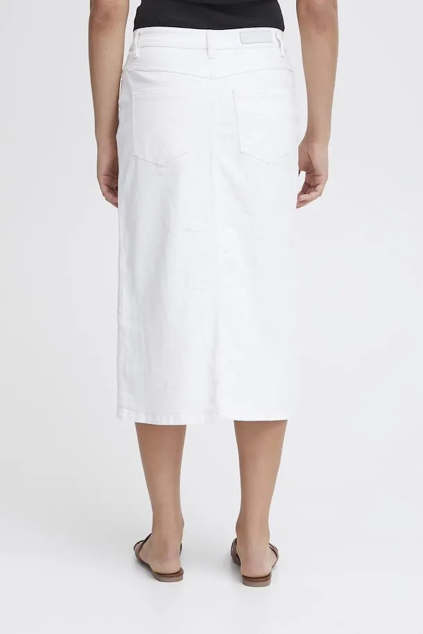 Ziggi Midi Denim Skirt (White)