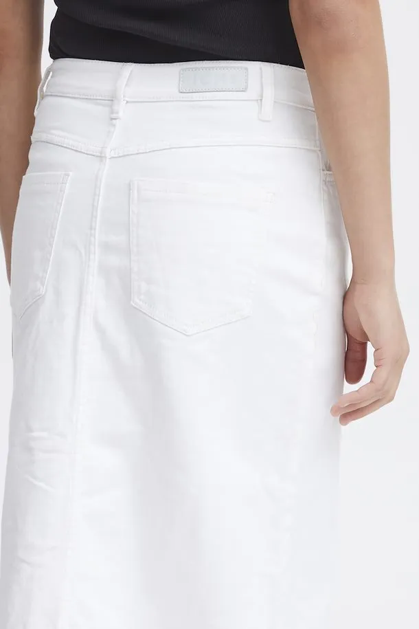 Ziggi Midi Denim Skirt (White)