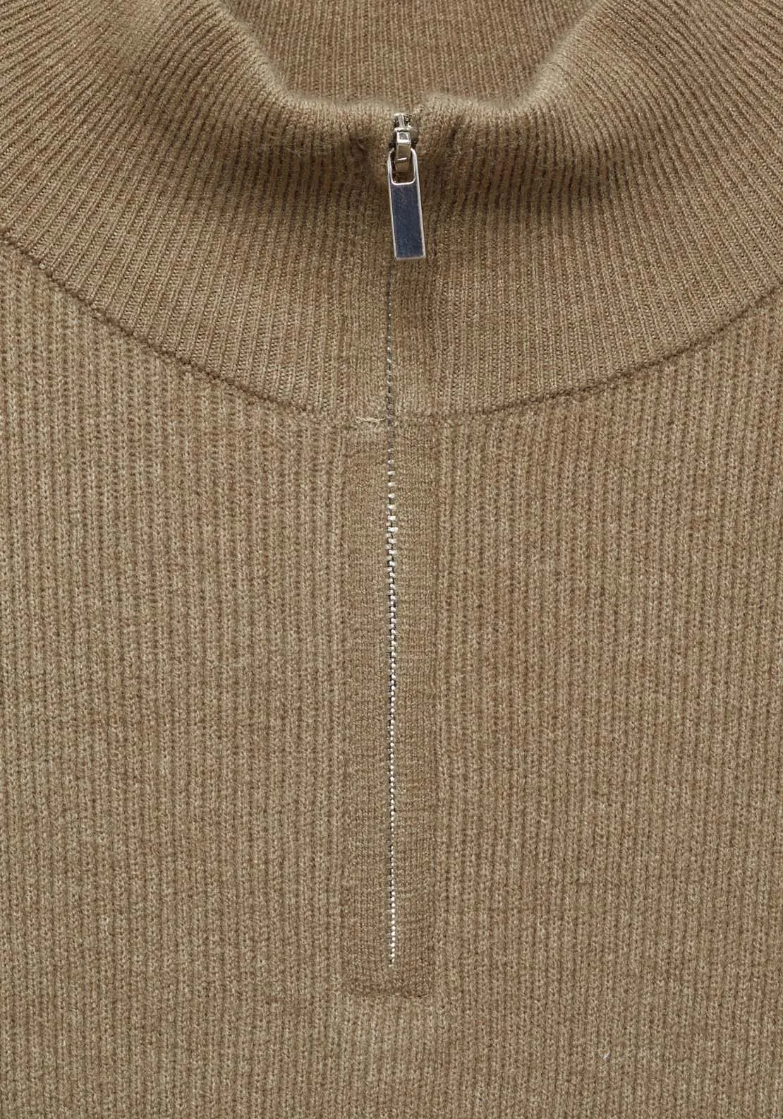 Zip Knitted dress - Beige/khaki