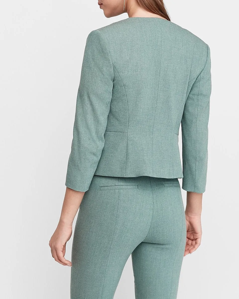 Zip Pocket Cutaway Blazer in Dark Green